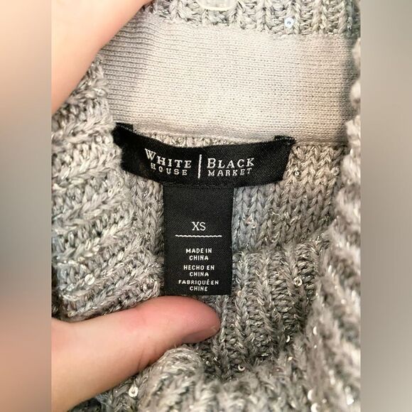 White House Black Market incredible sparkly grey sweater size XS - Picture 4 of 4